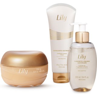 Combo Lily: Sabonete Líquido 250ml + Esfoliante Corporal 200g + Veludo Desodorante Corporal 250g