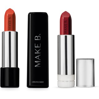 Combo Make B. Glossy: Batom Vermelho Coral 3,6g + Refil Vinho Wine 3,6g