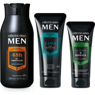 Combo MEN Corpo e Banho: Shower Gel 5 em 1 205g + Creme Pré e Pós-Barba 150g + Loção Corporal 200ml