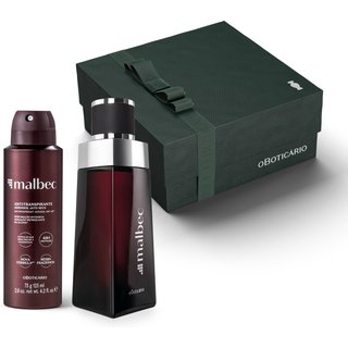 Combo Presente Dia dos Pais Malbec: Desodorante Colônia 100ml + Desodorante 75g/125ml+ Caixa de Presente