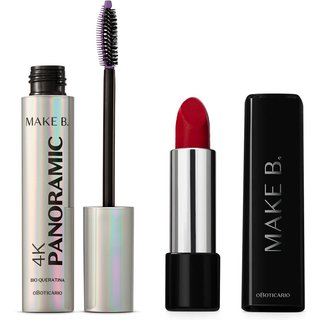 Combo Make B.: Batom Vermelho By Narcisa 3,6g + Máscara de Cílios 10g