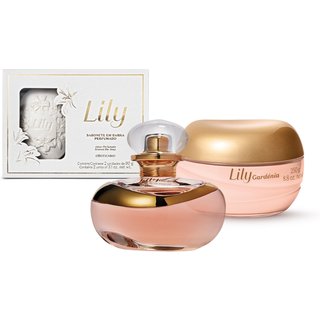 Combo Lily Gardénia: Eau De Parfum 75ml + Creme Acetinado Corporal 250g + Sabonete em Barra 2x90g