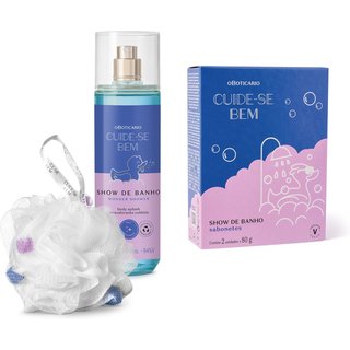 Combo Cuide-se Bem Show de Banho: Body Splash 200ml + Sabonetes em Barra 2x80g + Esponja de Banho