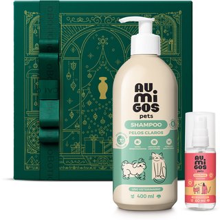 Combo Presente Au.Migos Pets: Shampoo 400ml + Colônia Adultos 60ml + Caixa Presenteável