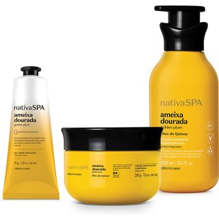 Combo Nativa Spa Ameixa Dourada: Loção Corporal 400ml + Esfoliante 200g + Creme Para Mãos 75g