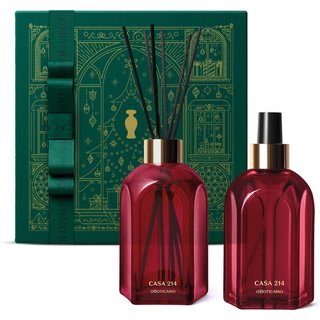 Combo Casa 214 Gardênia Imperial: Difusor de Ambiente com Varetas 250ml + Aromatizador de Ambiente em Spray 250ml + Caixa de Presente