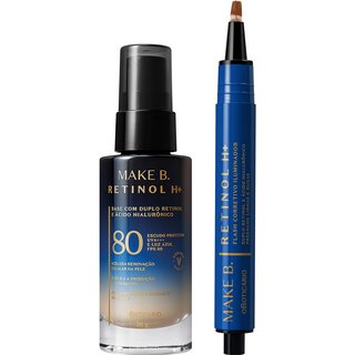 Combo Make B. Retinol H+: Base Líquida Cor 20 26g + Corretivo Líquido Cor 70 2,5g