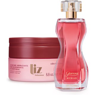 Combo Desodorante Colônia Glamour Myriad 75ml + Creme Hidratante Desodorante Corporal Liz 250g