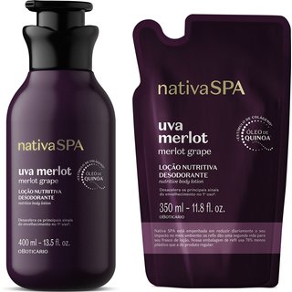 Combo Nativa Spa Uva Merlot: Loção Corporal 400ml + Refil 350ml