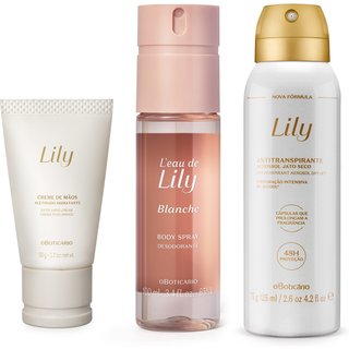 Combo Lily: Body Spray 100ml + Creme Para as Mãos 50g + Desodorante Antitranspirante 75g
