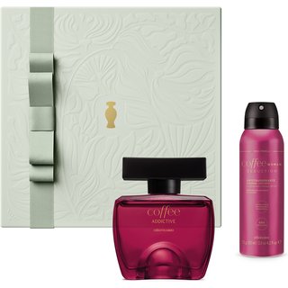 Combo Presente Coffee Addictive Woman: Desodorante Colônia 100ml + Desodorante Corporal 75g/125ml + Caixa de Presente