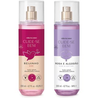 Combo Body Splash Cuide-se Bem: Beijinho 200ml + Rosa e Algodão 200ml