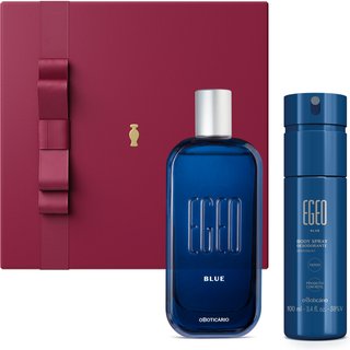 Combo Presente Egeo Blue: Desodorante Colônia 90ml + Body Spray 100ml + Caixa de Presente