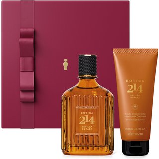 Combo Presente Botica 214 Sevilla Dorada: Eau de Parfum Fougére Aromático 90ml + Loção Corporal 200ml + Caixa de Presente