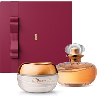 Combo Presente Lily Lumière: Eau De Parfum 75ml + Creme Acetinado Hidratante Desodorante Corporal 250g + Caixa de Presente
