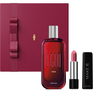 Combo Presente: Desodorante Colõnia Egeo Red 90ml + Batom Rosa Make B. 3,6g + Caixa de Presente