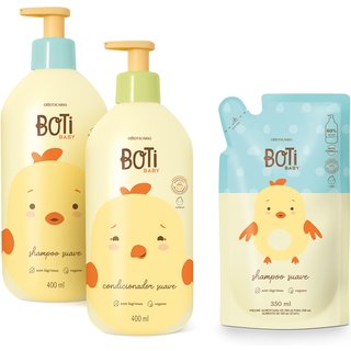 Combo Boti Baby: Shampoo Suave 400ml + Condicionador Suave 400ml + Refil Shampoo 350ml