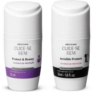 Combo Cuide-se Bem Desodorante Roll-on: Protect and Care 55ml + Invisible Protect 55ml