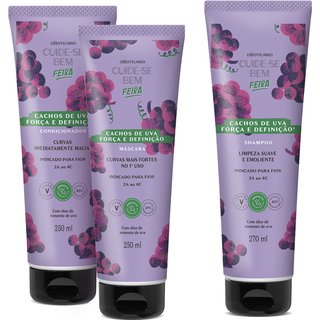Combo Cuide-se Bem Cachos de Uva: Shampoo 270ml + Máscara Capilar 250ml +Condicionador 250ml