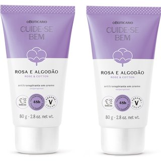 Combo Antitranspirante em Creme Cuide-se Bem Rosa e Algodão 80g (2 itens)