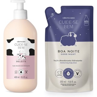 Combo Cuide-se Bem: Loção Corporal Deleite 400ml + Refil Boa Noite 350ml