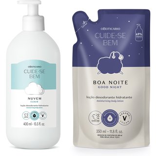 Combo Cuide-se Bem: Loção Corporal Nuvem 400ml + Refil Boa Noite 350ml