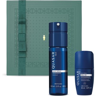Combo Presente Quasar Blue: Body Spray 100ml + Desodorante Roll-On 55ml + Caixa Presenteável
