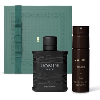 Combo Presente Dia dos Pais Uomini: Black Desodorante Colônia 100ml + Body Spray 100ml + Caixa Presenteável