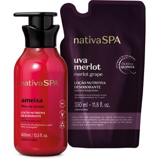Combo Nativa Spa: Loção Corporal Ameixa 400ml + Refil Uva Merlot 350ml