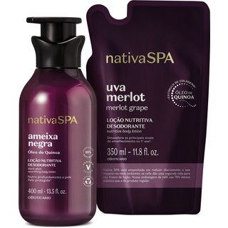 Combo Nativa Spa: Loção Corporal Ameixa Negra 400ml + Refil Uva Merlot 350ml