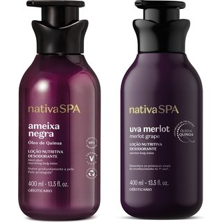 Combo Loção Corporal Nativa Spa: Uva Merlot 400ml + Ameixa Negra 400ml