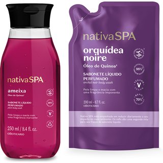 Combo Sabonete Líquido Perfumado Nativa Spa: Ameixa 250ml + Refil Orquídea Noire 200ml