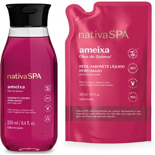 Combo Nativa Spa Ameixa: Sabonete Líquido Perfumado 200ml + Refil 250ml