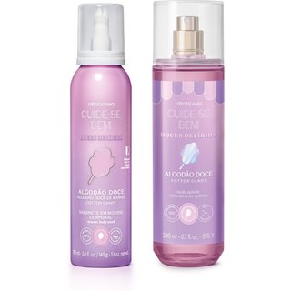Combo Cuide-se Bem Doces Delírios Algodão Doce: Body Splash 200ml +Sabonete Em Mousse Corporal 150ml