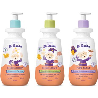 Combo Dr. Botica Cabelos Cacheados 3 ABC: Shampoo Infantil 400ml + Condicionador Infantil 400ml + Creme Para Pentear Infantil 350ml