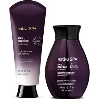 Combo Nativa Spa Uva Merlot: Loção Corporal 180ml +Óleo Corporal Bifásico 200ml
