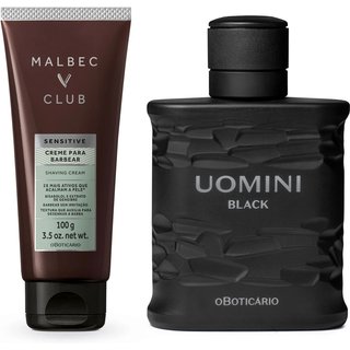 Combo Uomini Black Desodorante Colônia 100ml +Creme para Barbear Malbec Club Sensitive 100g
