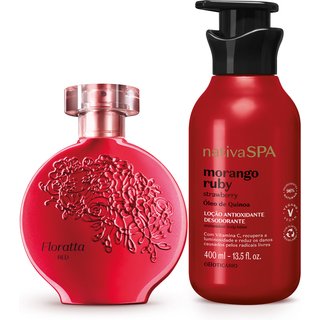 Combo Floratta Red Desodorante Colônia 75ml + Loção Corporal Nativa Spa Morango Ruby 400ml