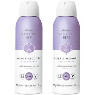 Combo Desodorante Antitranspirante Aerosol Cuide-se Bem Rosa e Algodão 75g/125ml (2 itens)