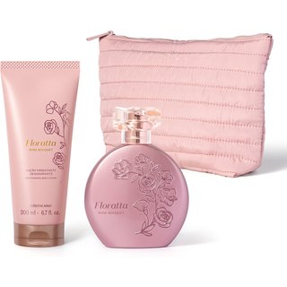 Combo Floratta Rose Bouquet: Desodorante Colônia 75ml + Loção Corporal 200ml + Nécessaire Premium