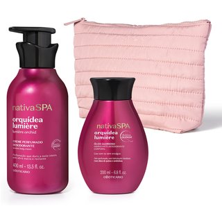 Combo Nativa SPA Orquídea Lumière: Creme Perfumado Desodorante 400ml + Óleo Hidratante Desodorante Corporal Glorioso 200ml+ Nécessaire Premium