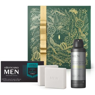 Combo Presente Men: Sabonete em Barra 2x90g + Desodorante Aerossol 75g/125ml + Caixa de Presente