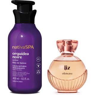 Combo Layering Flor de Fogo: Loção Corporal Nativa Spa Orquídea Noire 400ml + Liz Desodorante Colônia 100ml