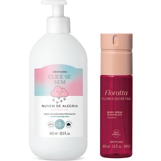 Combo Body Spray Floratta Flores Secretas + Loção Corporal Nuvem De Alegria 400ml