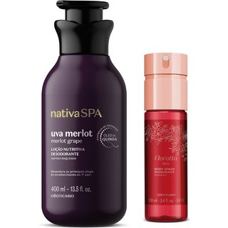 Combo Body Spray Floratta Red + Loção Corporal Nativa Spa Uva Merlot 400ml