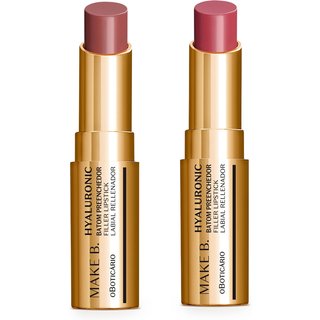 Combo Batom Preenchedor Make B. Hyaluronic: Marrom Nude Chic 3,4g + Rosa Rose Blush 3,4g