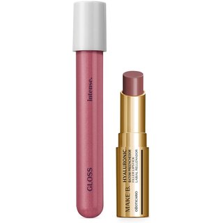 Combo Gloss Labial Rosa Intense 5ml + Batom Marrom Nude Make B. Hyaluronic 3,4g