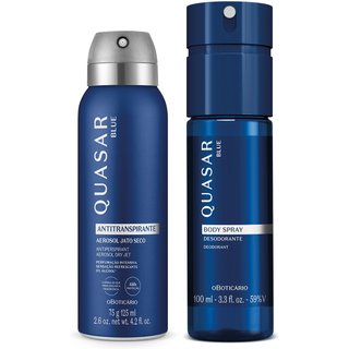 Combo Quasar Blue: Desodorante Antitranspirante Aerossol 75g/125ml + Body Spray 100ml