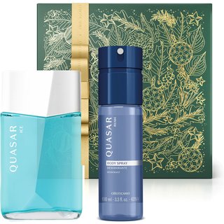 Combo Presente Quasar: Ice Desodorante 100ml + Body Spray Rush 100ml + Caixa Presenteável