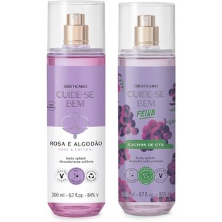 Combo Body Splash Cuide-se Bem: Rosa e Algodão 200ml + Cachos de Uva 200ml